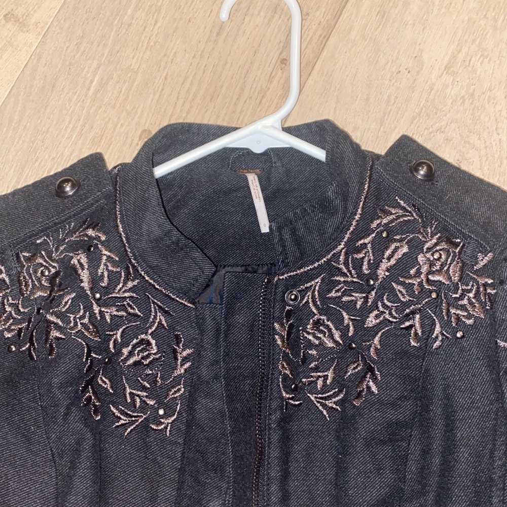 Free People Black Gold Embroidered Jacket - Picture 4 of 8